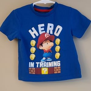 Super Mario "Hero in Training" blue short sleeved tee shirt